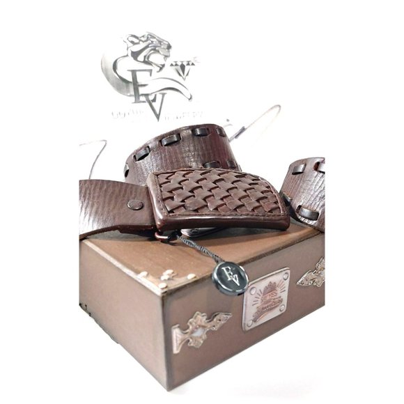 evgothicjewelry Braided Buckle Leather Brown Women Men Belt - Picture 6 of 10